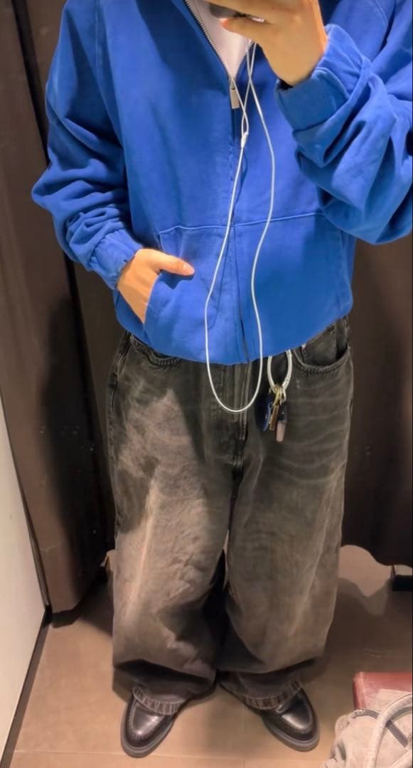 【完売品】ZARA ボクシーフィット ジップパーカー S ブルー