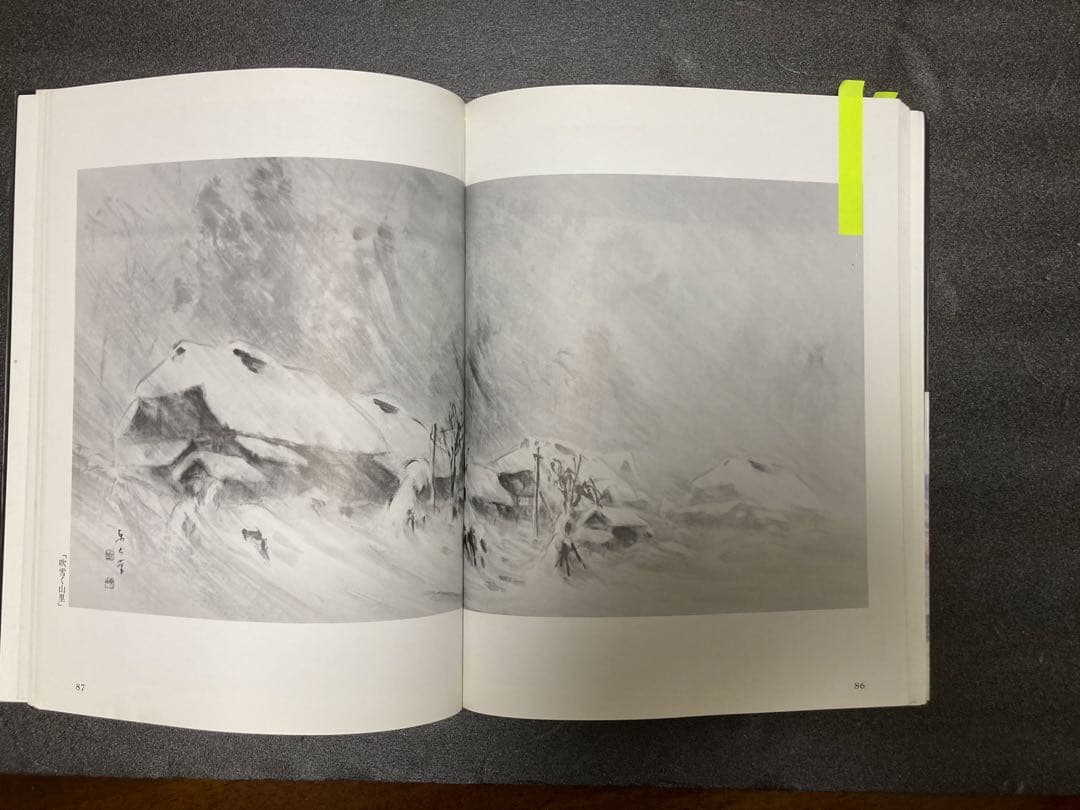 日本画　水墨画　真作　山家の吹雪　[高橋東山] 直筆サイン　箱著作付き　Ｆ６号