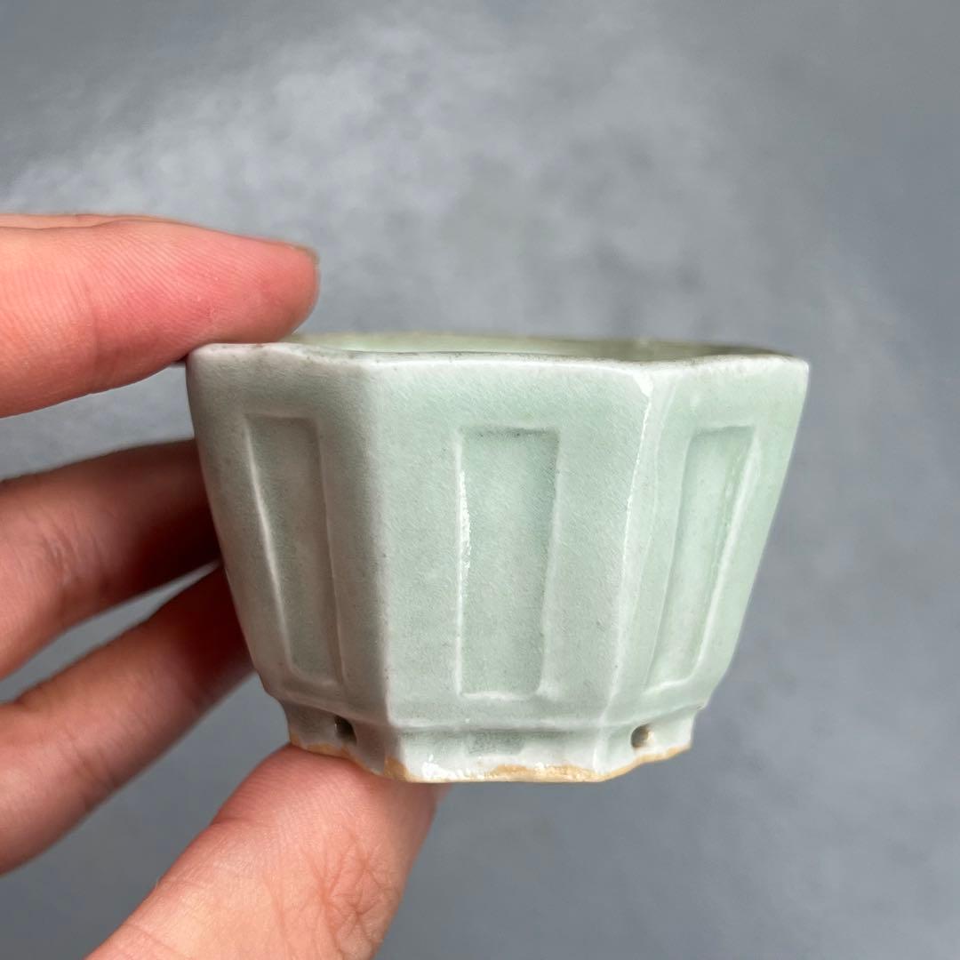 759.夢陶 額入八角鉢 盆栽鉢 豆鉢 5.6*5.9*3.8cm