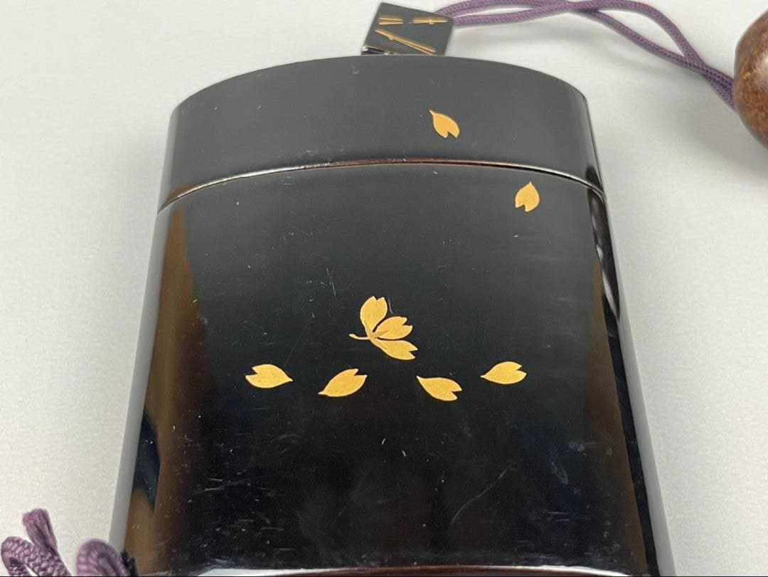 平安 象彦 印籠 共箱付 漆芸 金蒔絵 骨董 提物 木地塗り桜蒔絵 提げ物 根付