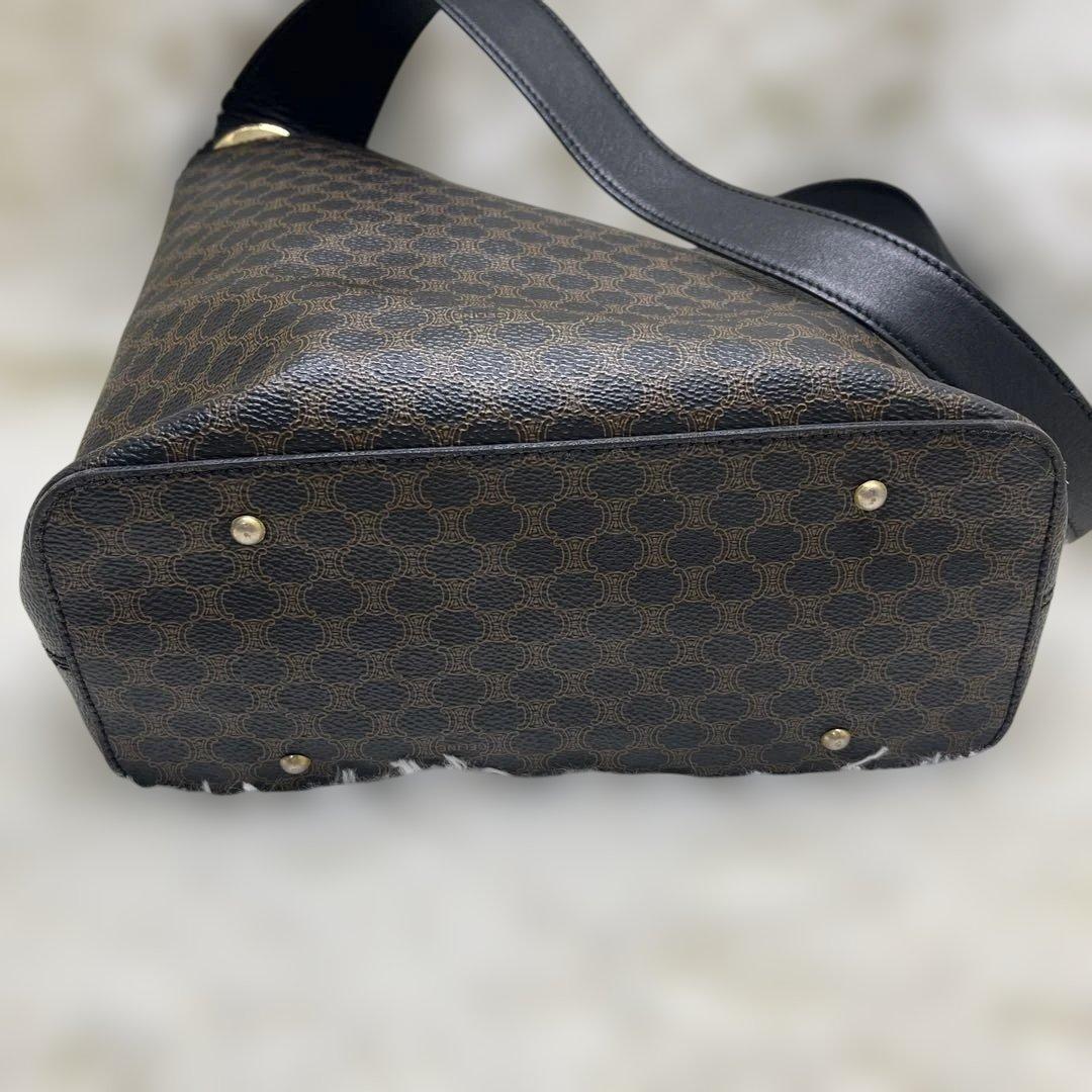 CELINE 黒マカダム ショルダーバッグ ワンショルダー サークルロゴ