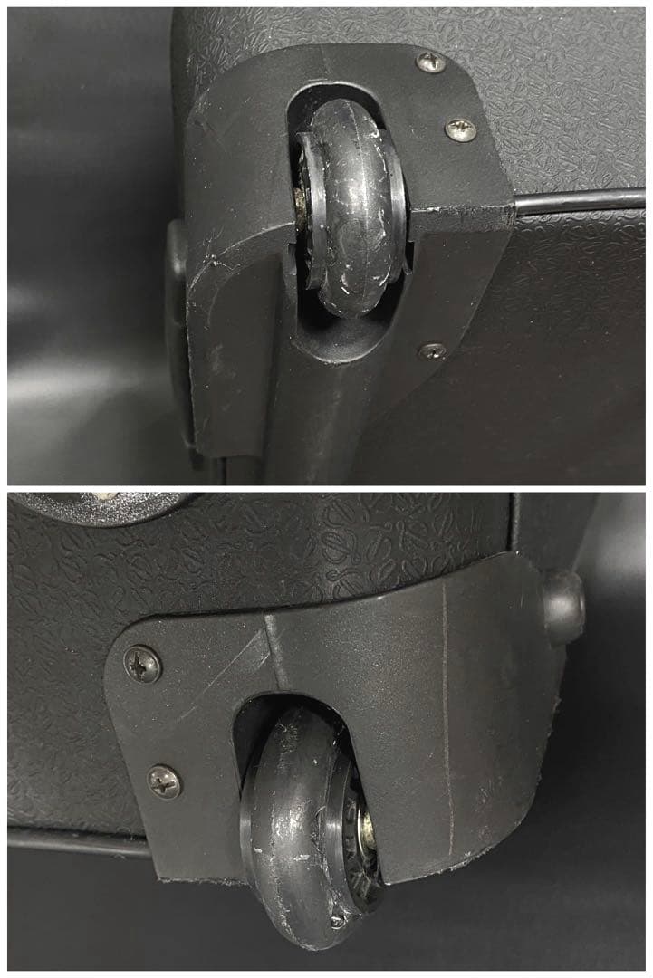 ロエベ キャリーケース 旅行カバン 黒 アナグラム ブリーフ レザーPVC