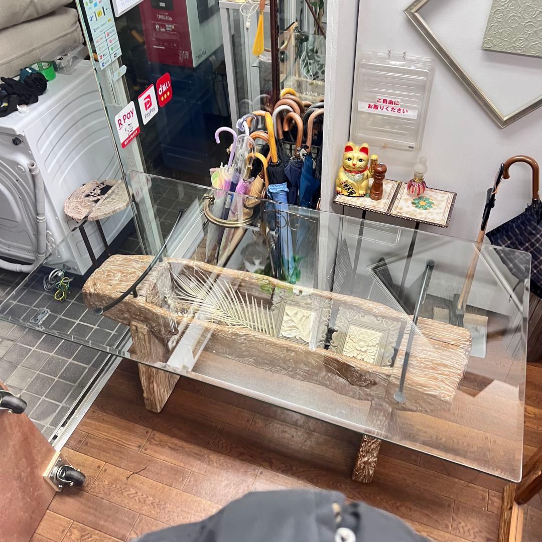 KAJA カジャ 古木ガラス ダイニングテーブル 幅約150cm