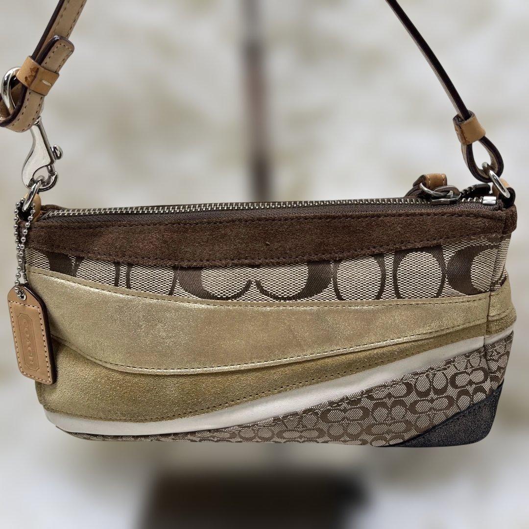 希少 COACH コーチ ミニ アクセサリーポーチ シグネチャー パッチワーク