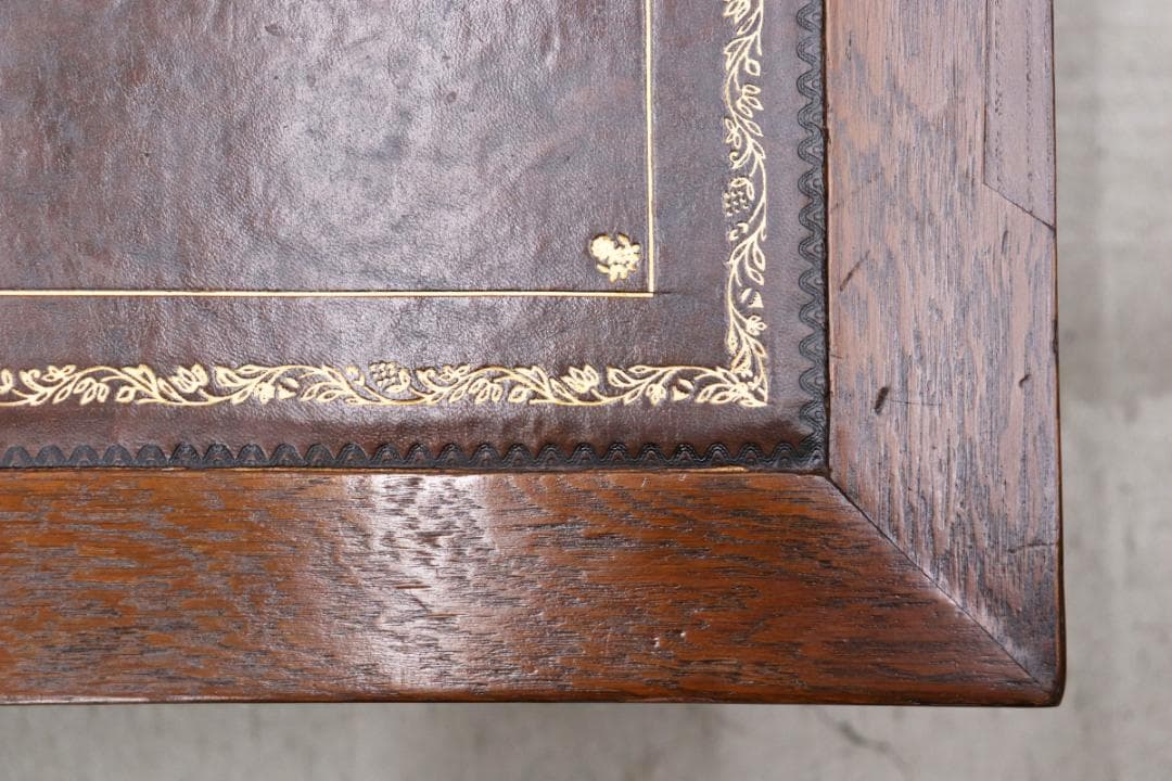 英国 イギリス ヴィンテージ オーク材 本革 センターテーブル クラシカル