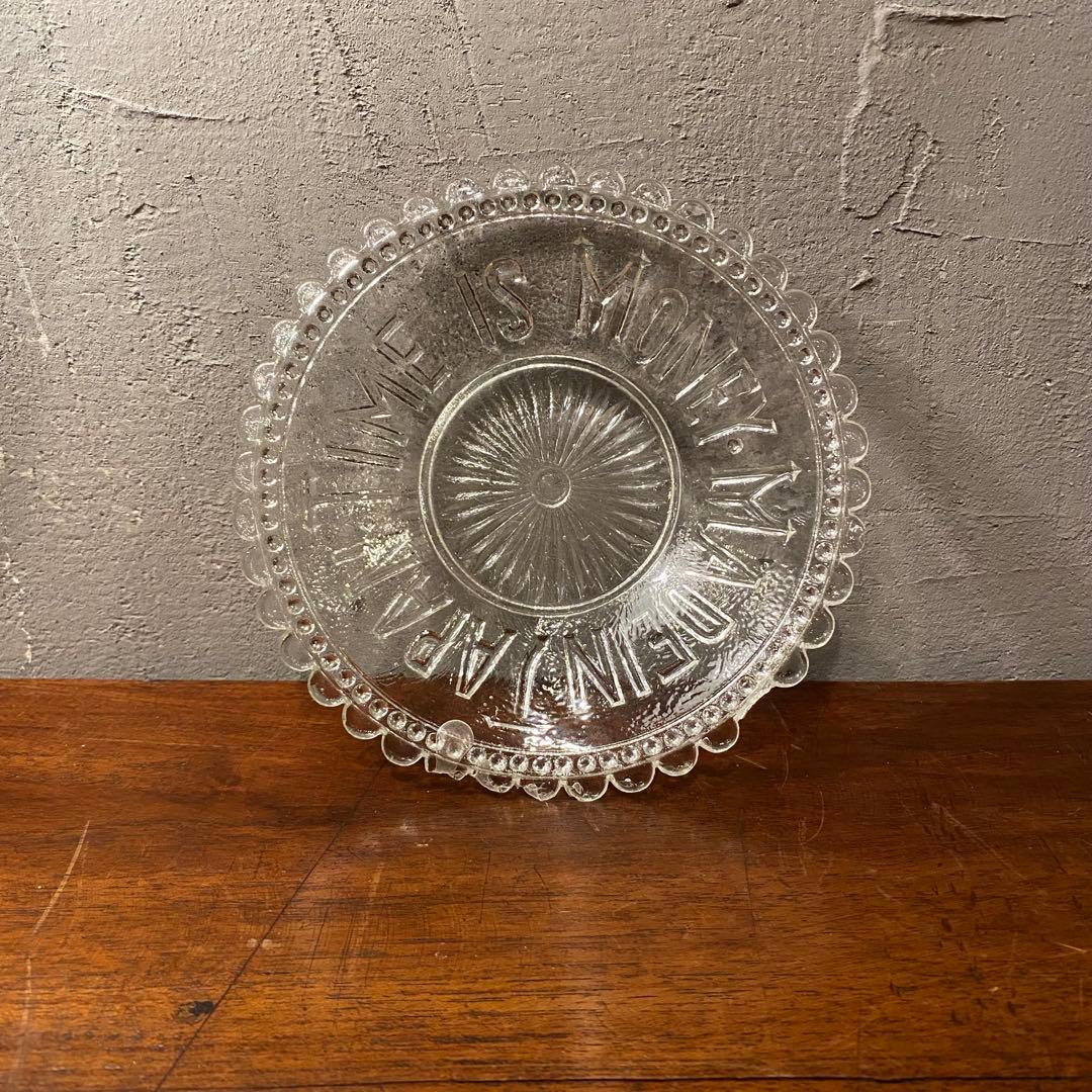 骨董品 明治 大正 プレスガラス格言皿 コレクション TIME IS MONEY 骨董品 明治 大正 プレスガラス格言皿 コレクション TIME IS MONEY