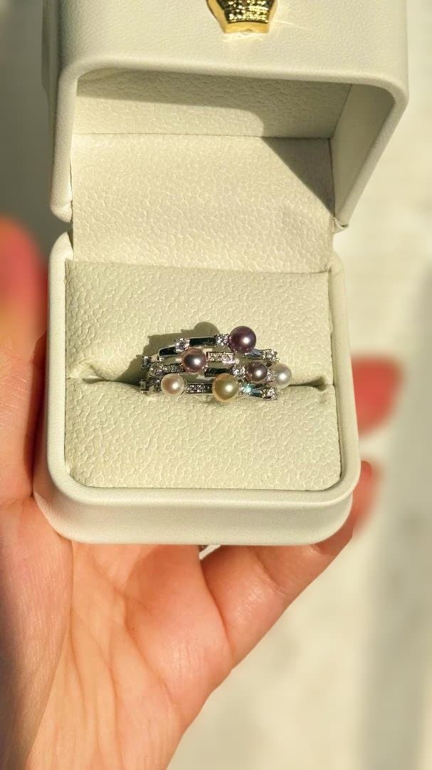 【一点物】花珠級 3-5mm 天然小燈泡真珠 リング S925 / p.l.o