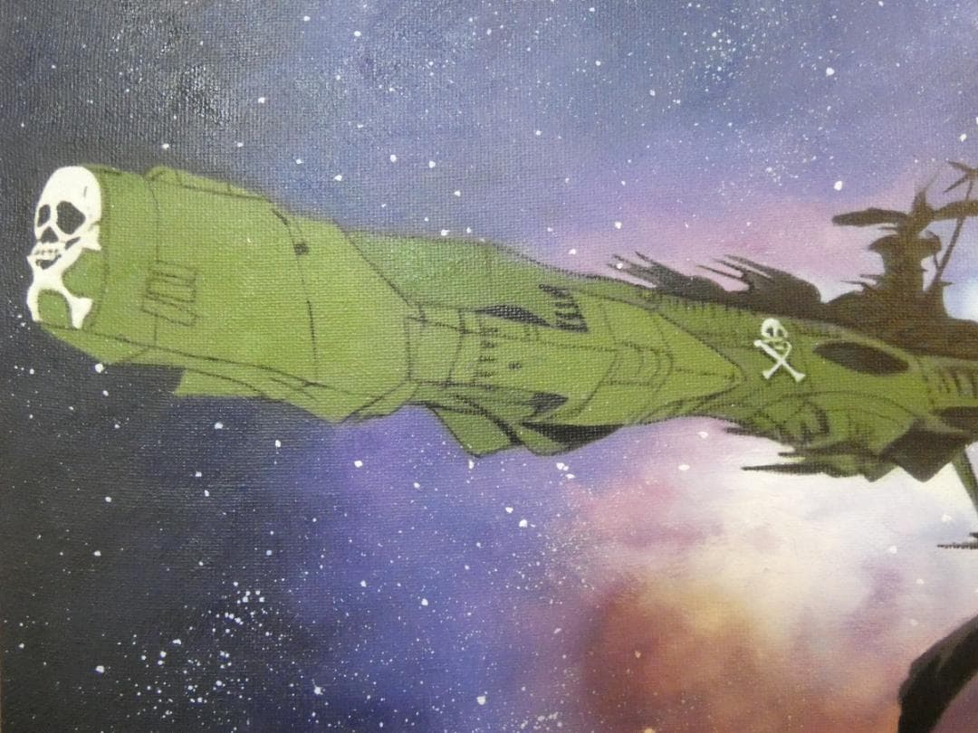 油絵　額付き　松本零士　M10 【　風景、人物　】手描き