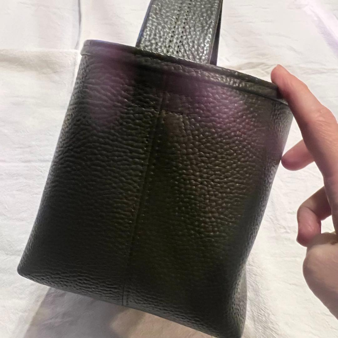 値下げ_美品_Chilli カーキ色 レザーハンドバッグ