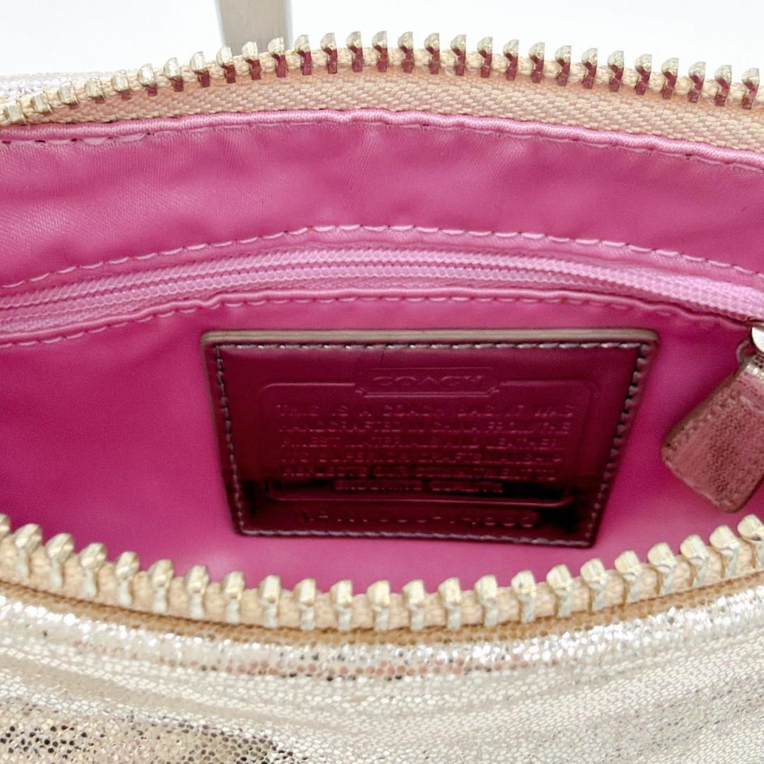 COACH コーチ アクセサリーポーチ ワンショルダー ビジューチェーン ラメ