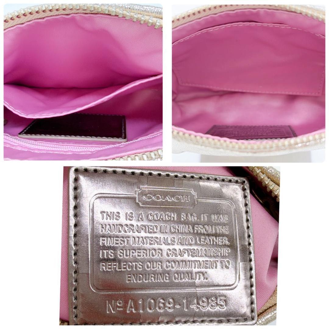 COACH コーチ アクセサリーポーチ ワンショルダー ビジューチェーン ラメ