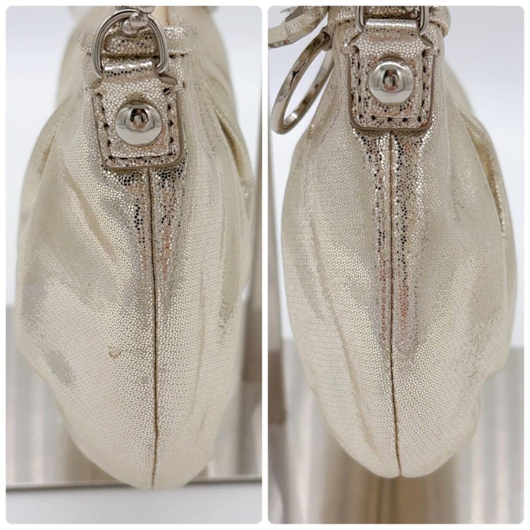 COACH コーチ アクセサリーポーチ ワンショルダー ビジューチェーン ラメ