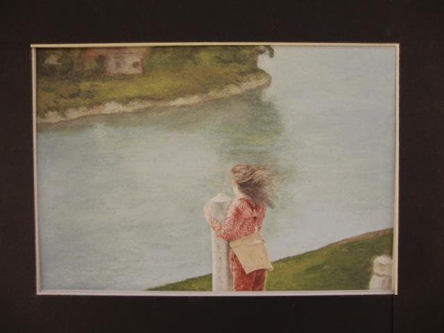 大津英敏、【河】、希少な額装用画集より、新品額装付、状態良好