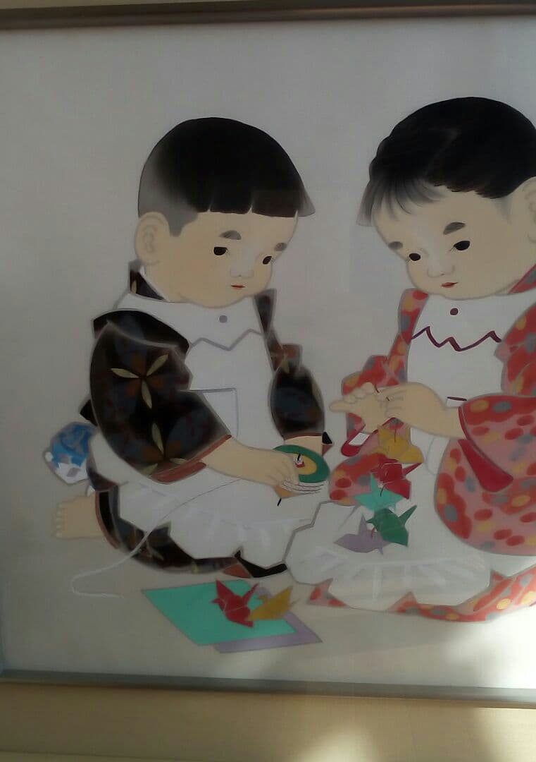 日本画　子供　金丸竹風