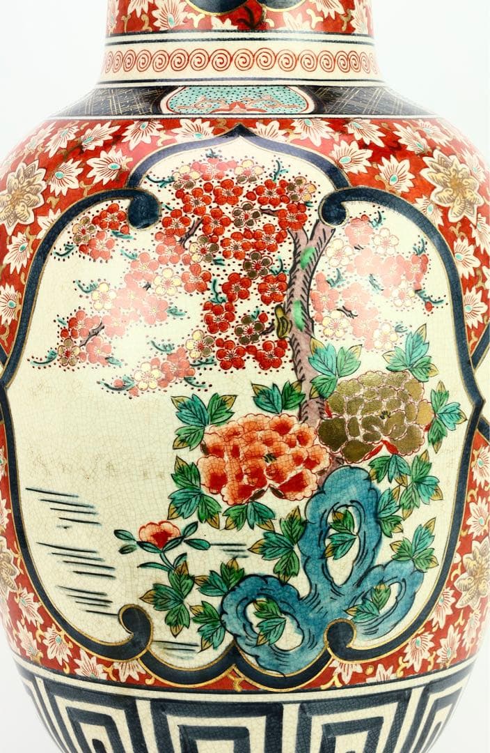 ⭕️人気！美品！伊万里焼 飾壼 金襴手 壼 草花木色絵 金彩 骨董