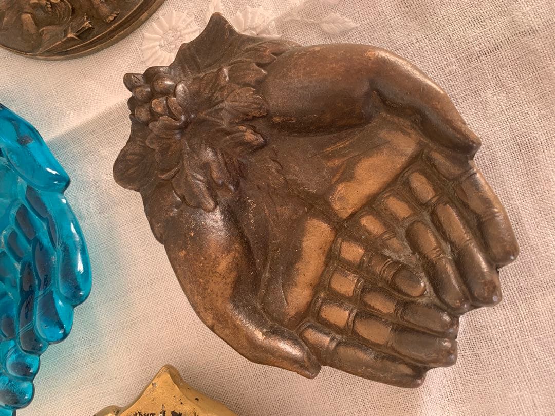 フランスアンティーク ハンドモチーフ トレイ ブロンズ ブロカント