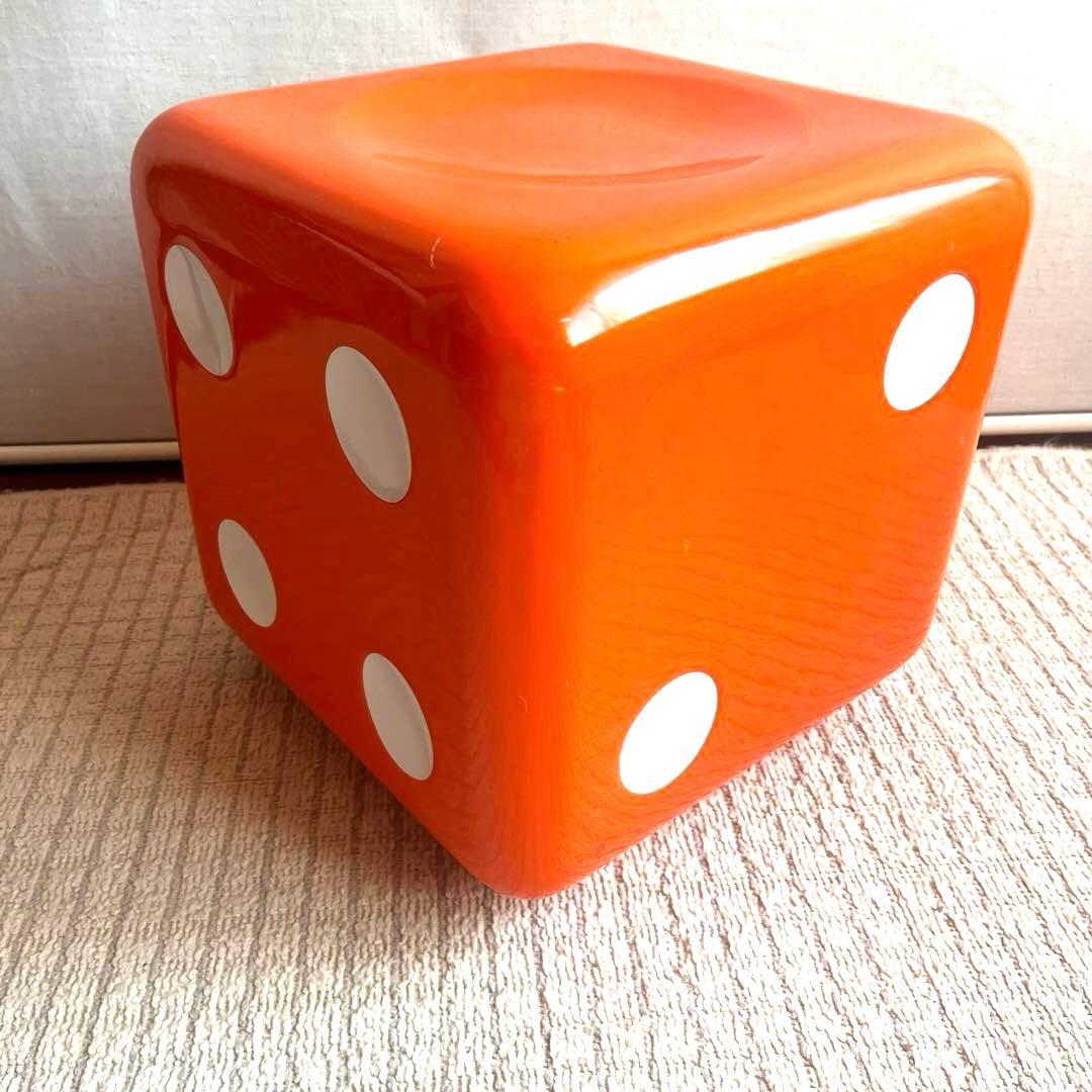 サイコロ型　ビンテージスツール　オレンジ