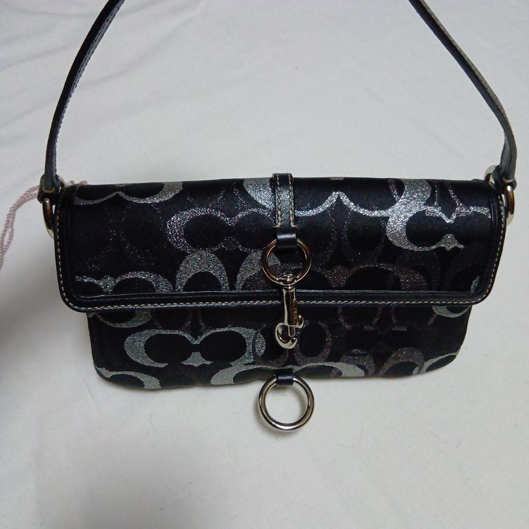 COACH ワンハンドルミニバッグ 黒×シルバーシグネチャー