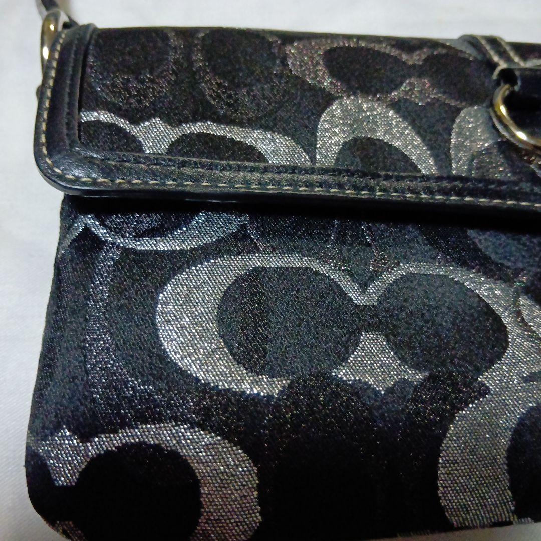 COACH ワンハンドルミニバッグ 黒×シルバーシグネチャー