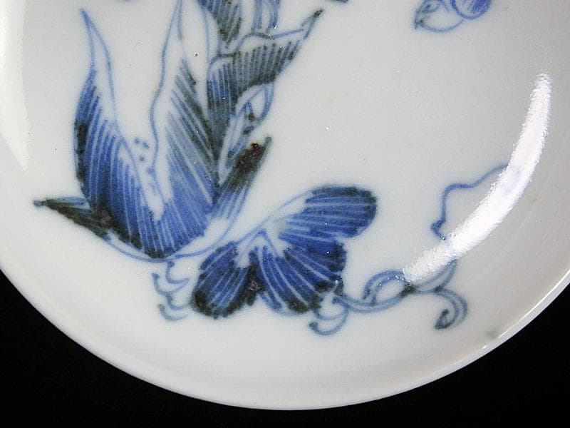 古伊万里　染付　鳥に草花紋の図　豆皿　A802AS-fbgd