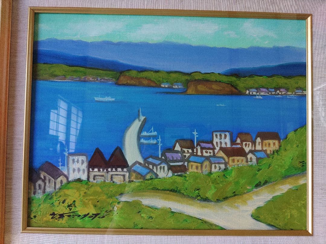 油彩画　入江の風景　作者不明　サイン有り 油彩画 入江の風景 作者不明 サイン有り 油彩画 入江の風景 作者不明