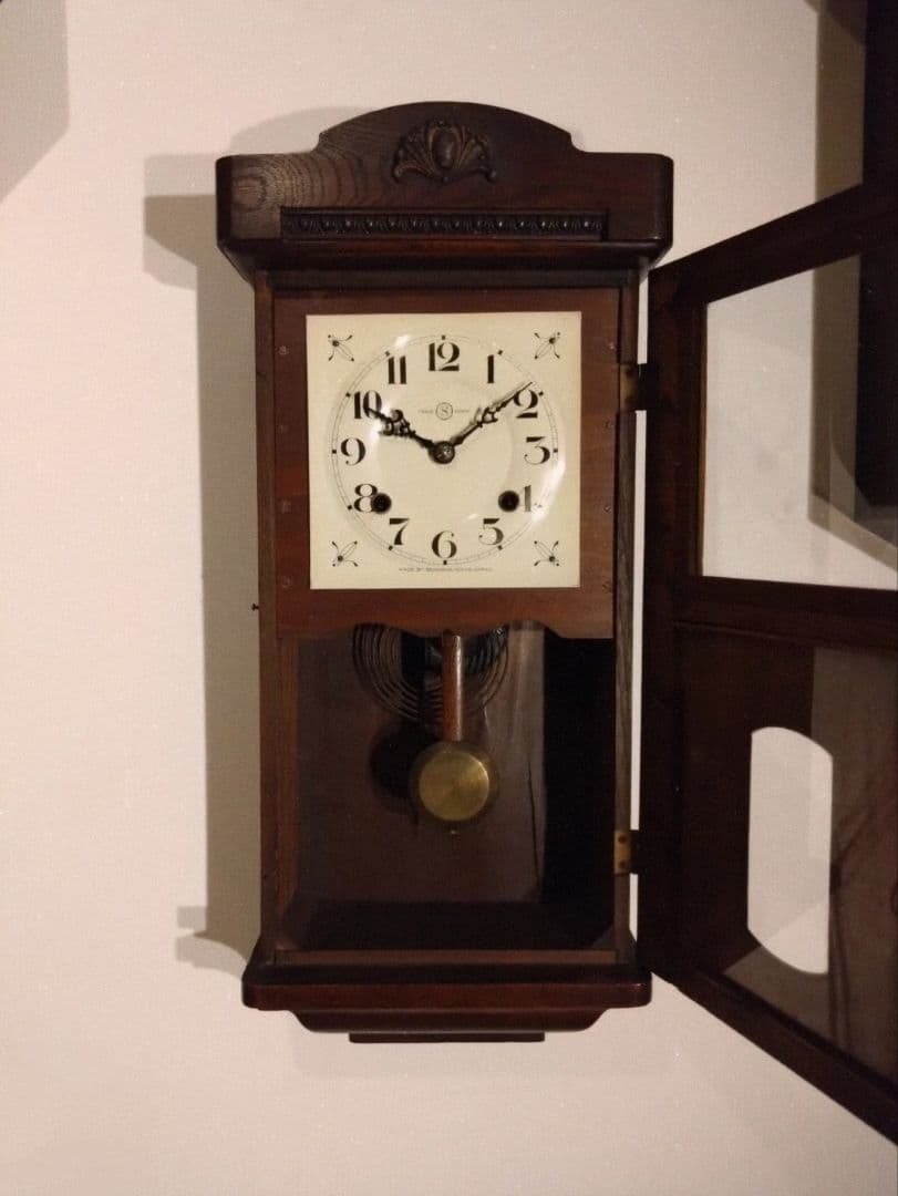 柱時計　完動品　精工舎　スリゲル　昭和レトロ　ゼンマイ　古時計　ボンボン時計