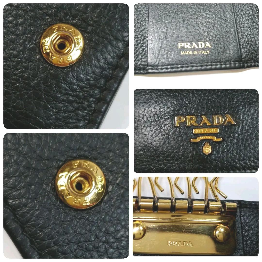 美品】PRADA プラダ ヴィッテロ 人気 ダイノレザー キーケース 黒 6連