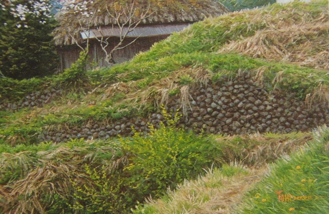 金子東日和【麗花の朝（三重県美杉村）】希少な額装用画集より新品額装、マット額装付