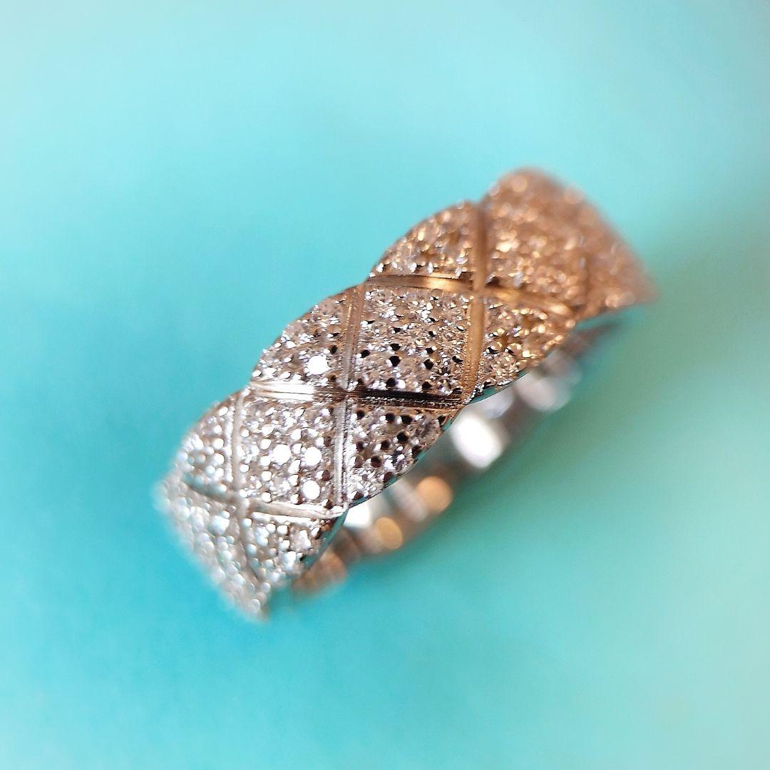 2506 最高級 モアサナイト フルエタニティ リング キルティング シルバー