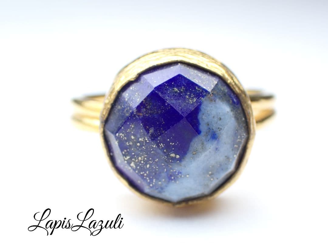 最新作★「星降るラピスラズリ」パイライト入り☆の世界でひとつの天然石リング