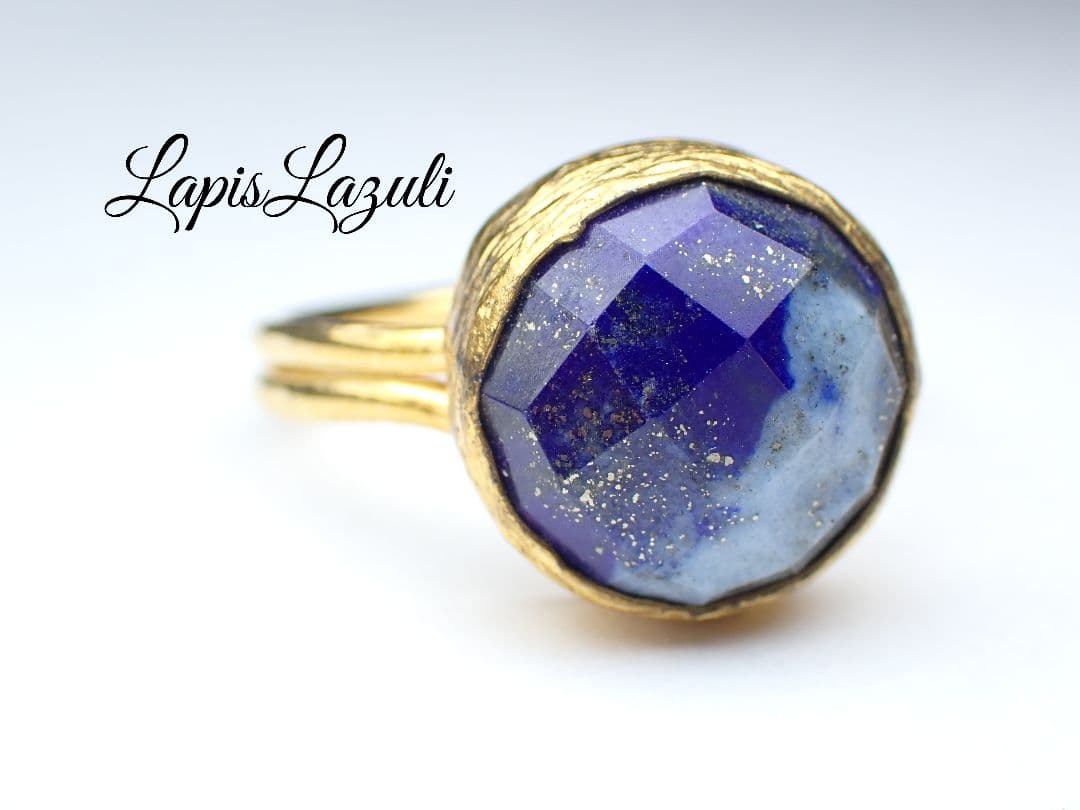 最新作★「星降るラピスラズリ」パイライト入り☆の世界でひとつの天然石リング
