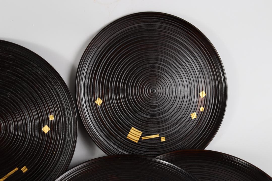 平安堂 　高級漆器 切箔散し　会席膳 五客　茶道具　盆