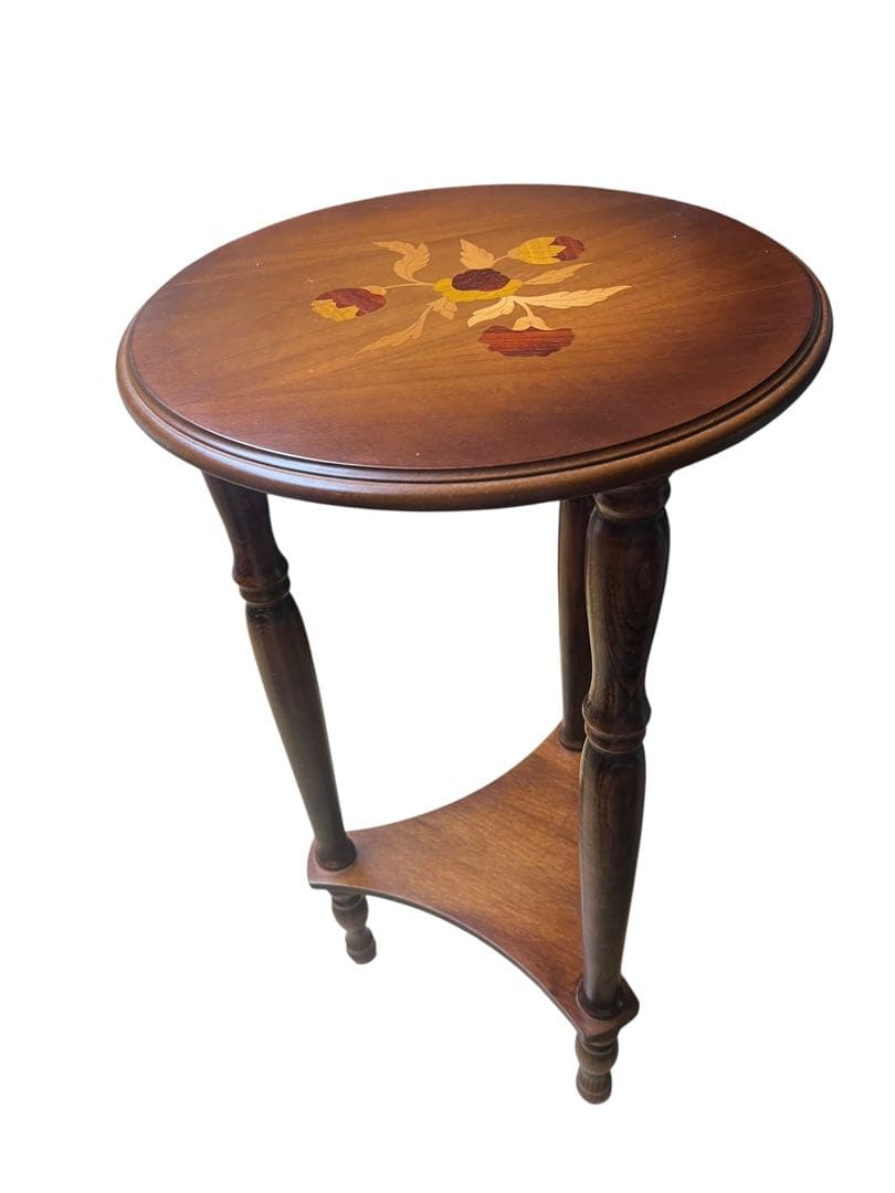 アンティーク調 象嵌 サイドテーブル 花台 コンソール 飾り台 イタリア hokuo_602-857