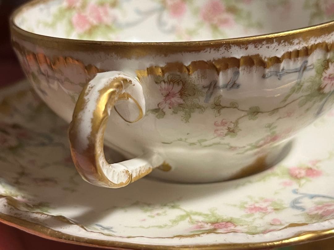 リモージュ アビランド ぼかし金彩 フラワー カップ＆ソーサー