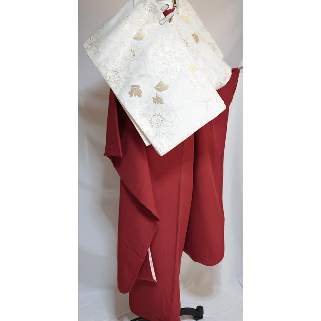 難あり□赤系無地振袖□単品 丈157cm 正絹 前撮り成人式