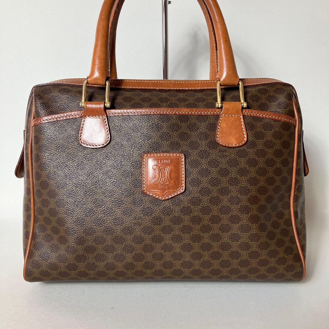 2511-38｜セリーヌ ハンドバッグ ブラウン マカダム柄 トリオンフ