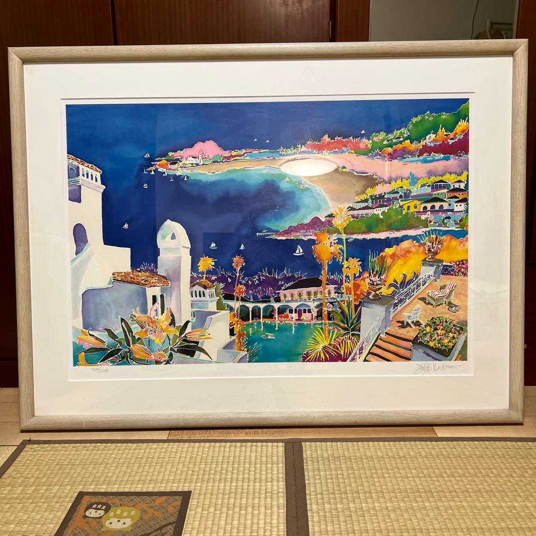 期間限定、値下げ！ ジェニファー・マークス絵画 ジェニファー・マークス ポメグラネイトコーヴ 海 絵画 風景画 シルク