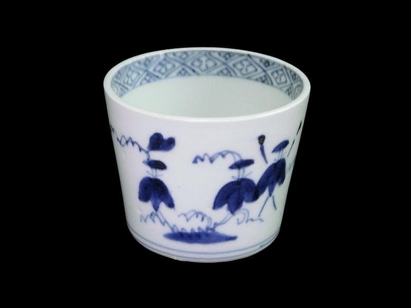 古伊万里　染付　朝顔の図　蕎麦猪口　C615AS-CXh