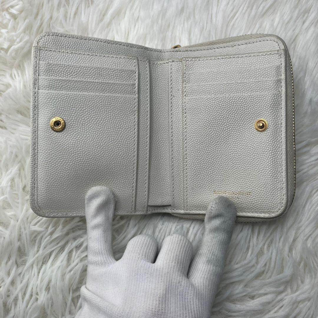 極美品✨イヴサンローラン YSL 財布 コンパクト ホワイト系 レディース