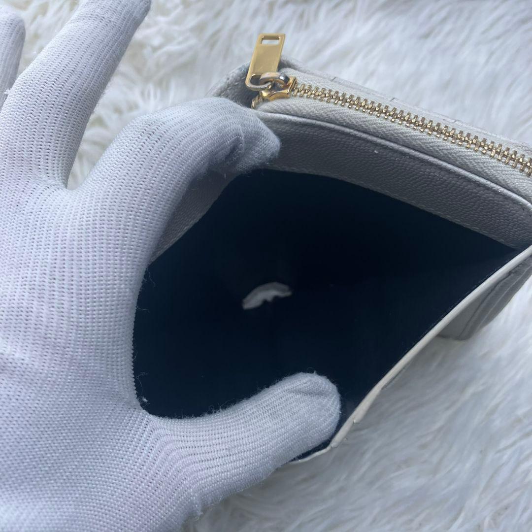 極美品✨イヴサンローラン YSL 財布 コンパクト ホワイト系 レディース