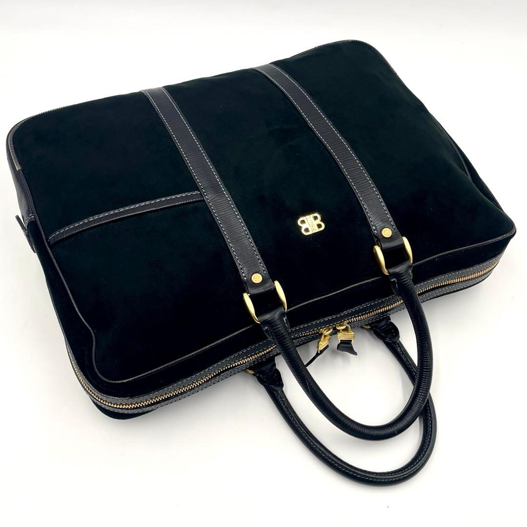 【美品／レア】BALENCIAGA スエード ブリーフケース ブラック A4可