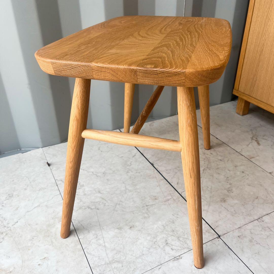 取付無料！無印良品 廃盤希少品 オーク材スツール・丸脚 北欧風ナチュラルチェア✨
