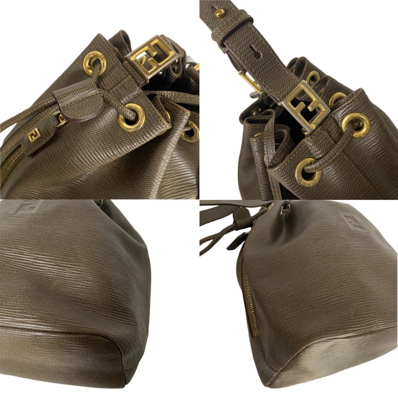 そまり　フェンディ　巾着型ショルダーバッグ　ヴィンテージ　レザー　ズッカ