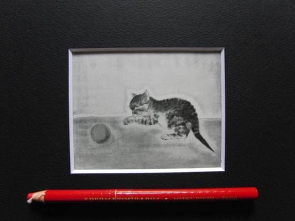 藤田 嗣治、猫６、1929年発行・骨董画集画、新品額装