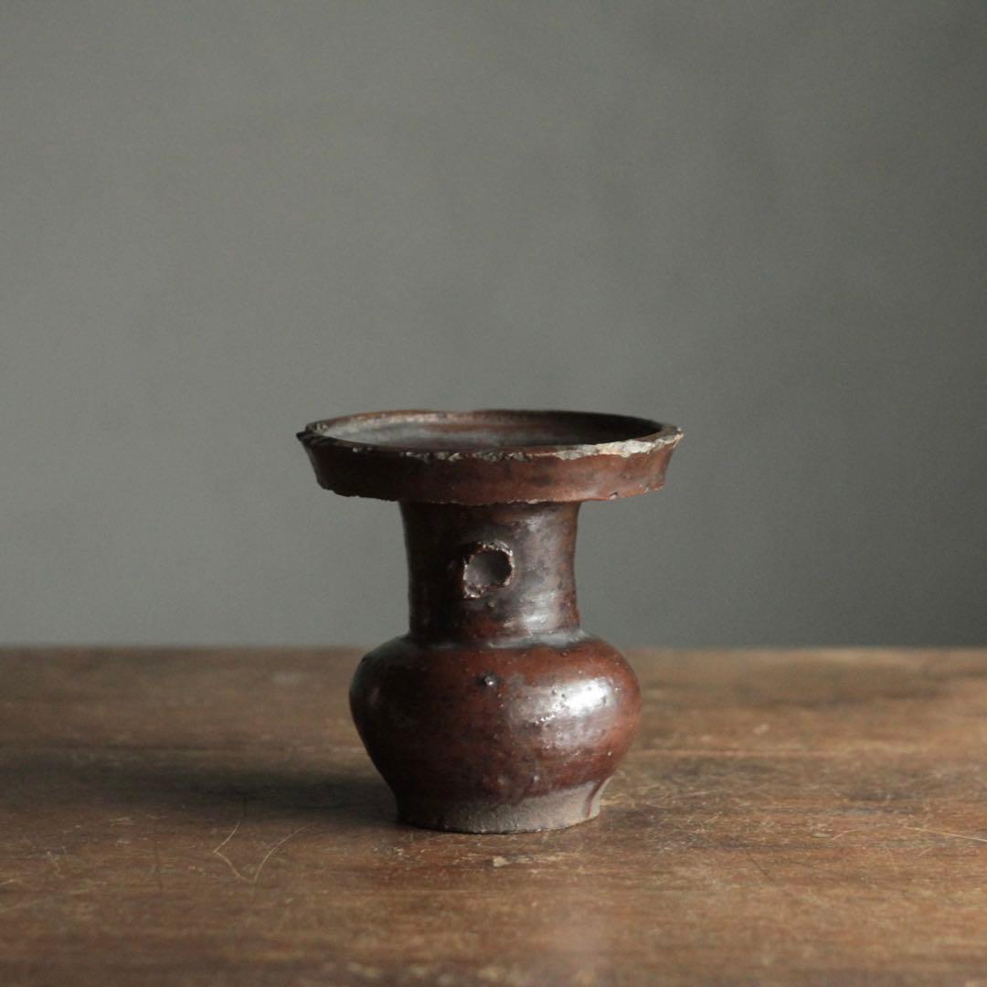 鉄釉 仏花器 江戸後期 美濃 古美術 古道具 アンティーク 花立
