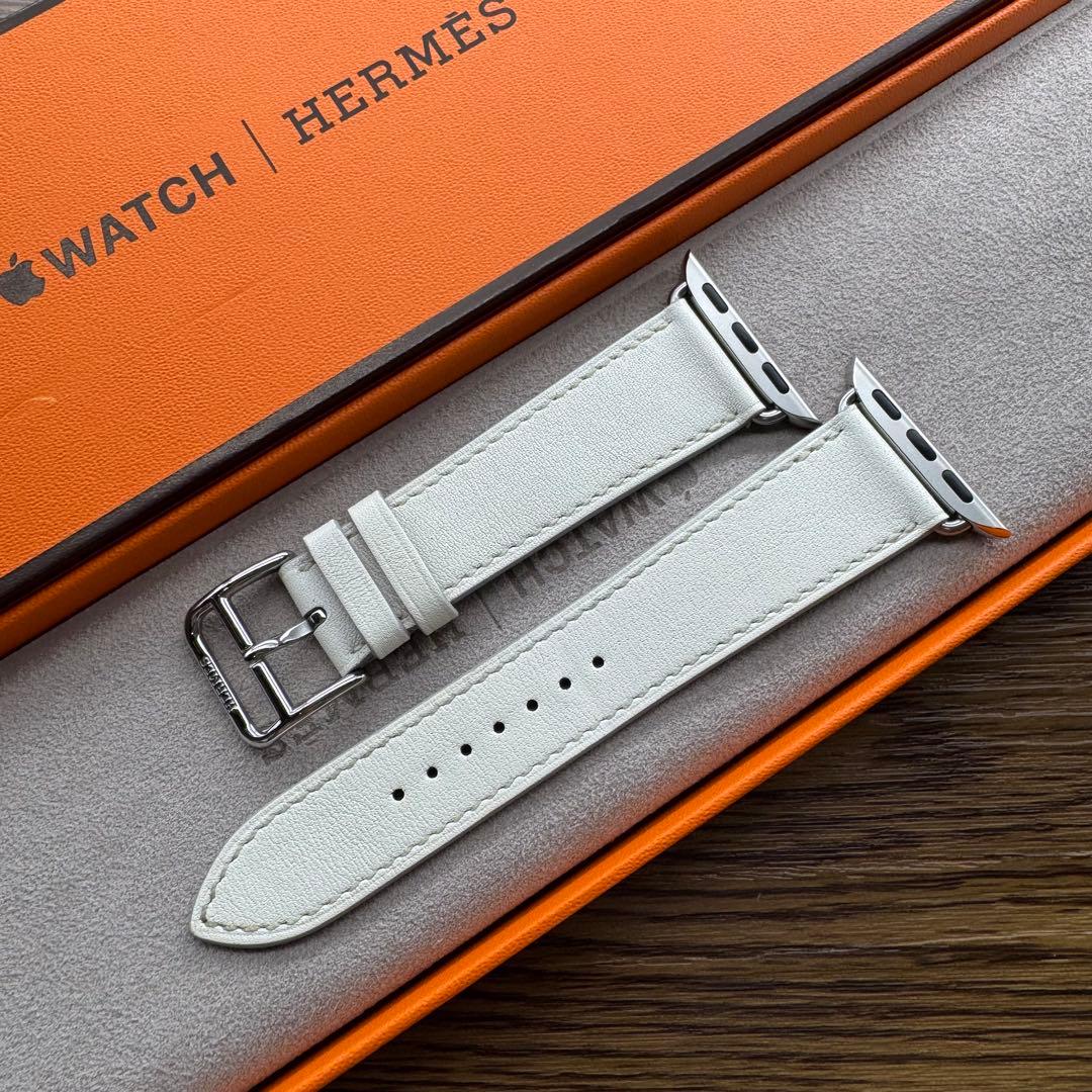 2454 Apple Watch エルメスホワイト白レザーバンド