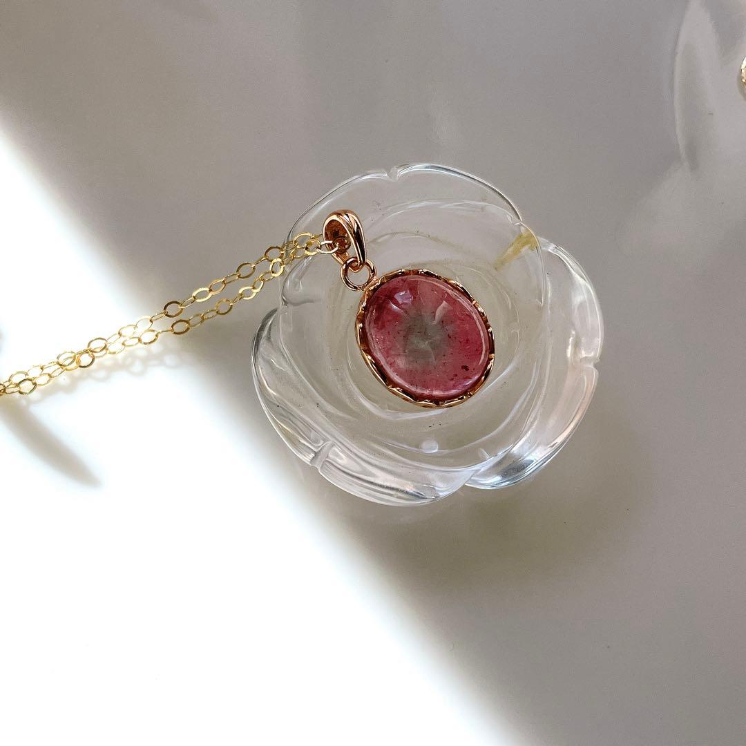 希少✧ピンク/ブルー✧大粒バイカラートルマリンネックレストップ