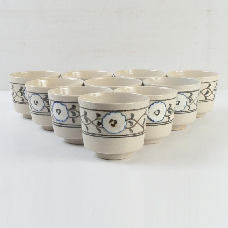 和食器 茶懐石 粟田焼 染付 仁清写菊唐草文 向付 十