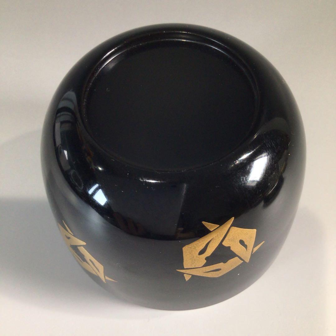 P628 棗 『漆匠 前端春斎作』『鱗鶴蒔絵』『大棗』 共共箱 茶道具