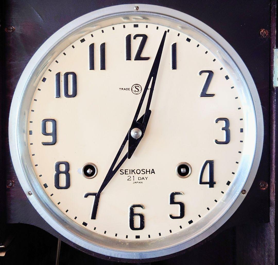 〈完動・美品〉精工舎　21日巻　宮型ゼンマイ振り子掛け時計　ボンボン時計　古時計